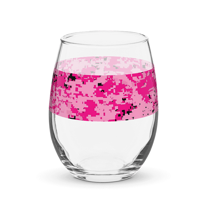 Pixelated Pink Camo Stemless Wine Glass product image (1)