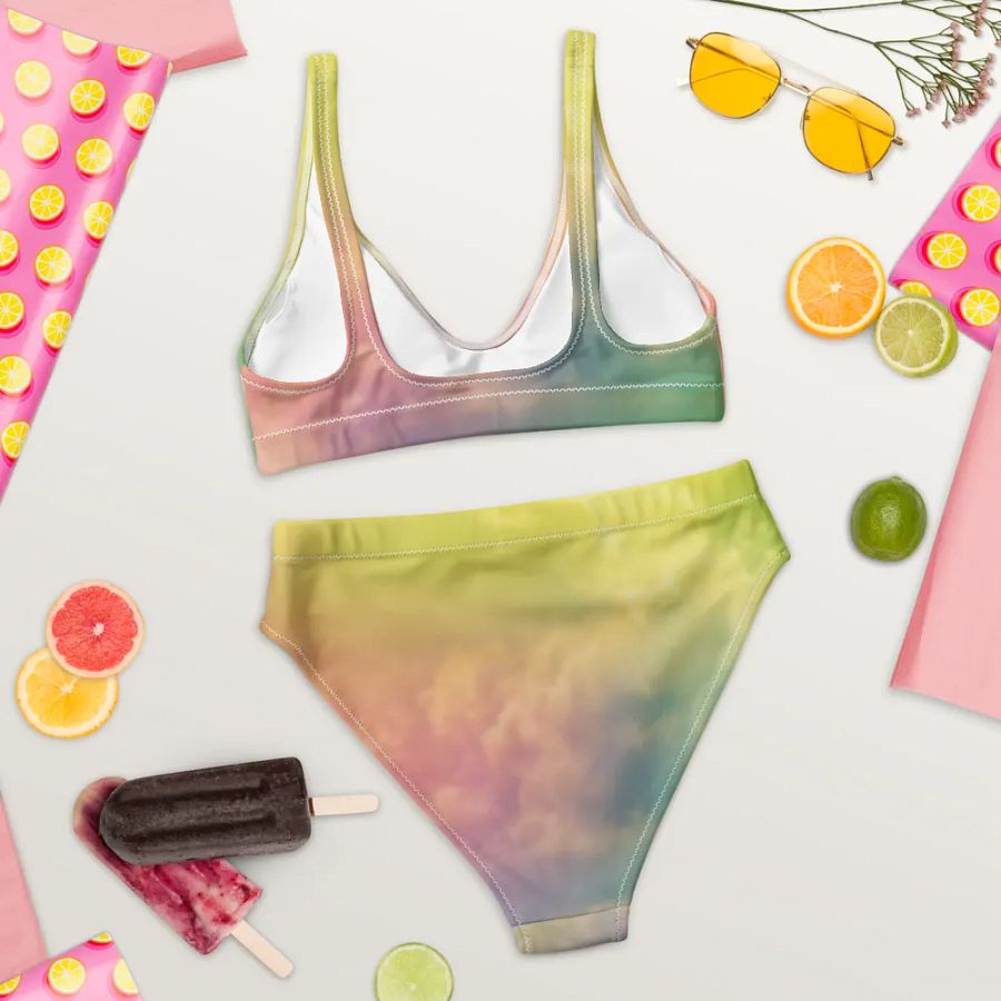 Blur cloud rainbow Design High Waisted Bikini - V12 product image (7)