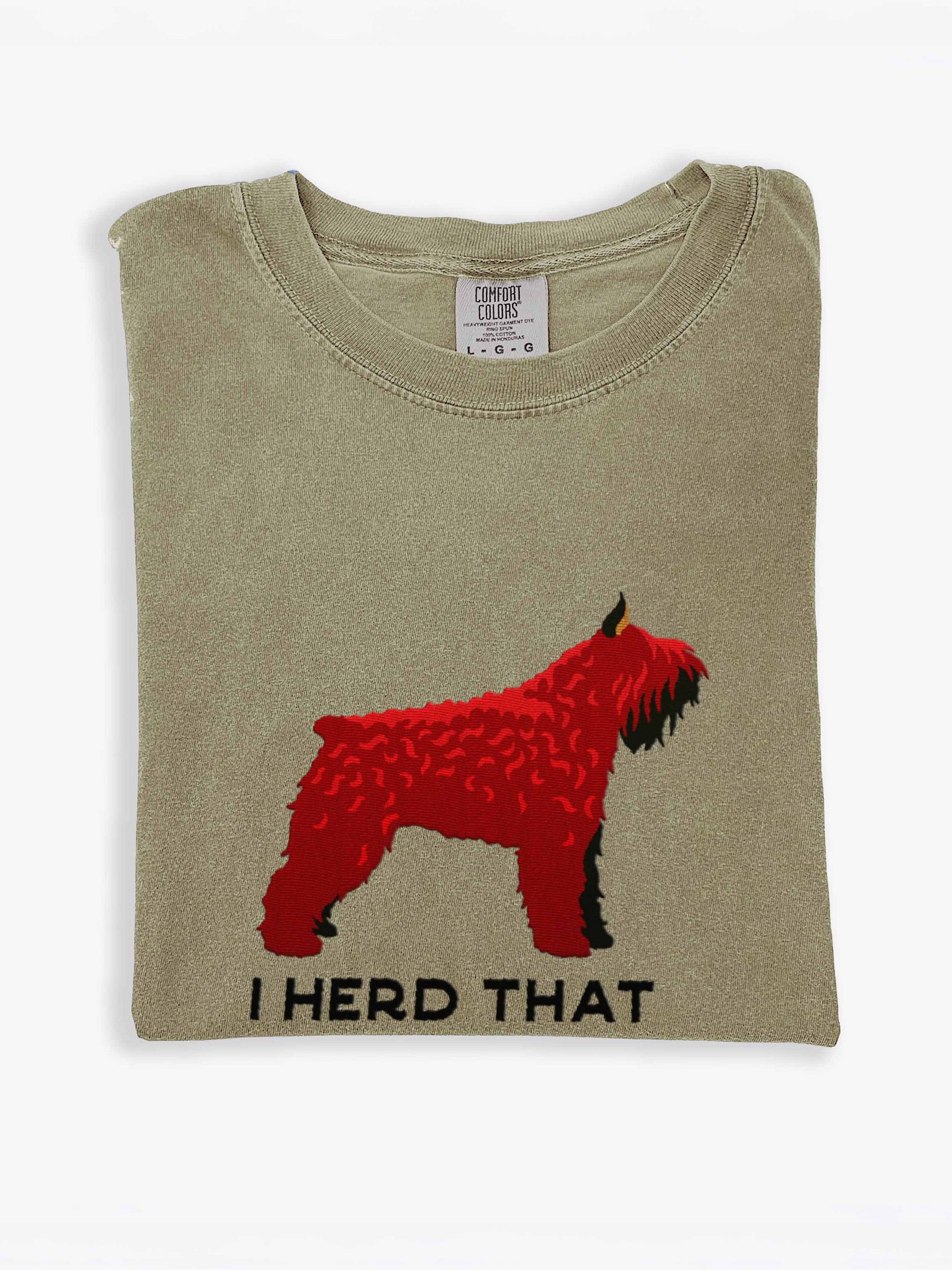 I Herd That T-Shirt(Embroidered) of a Bouvier des Flandres(Red, Cropped Ears) product image (2)