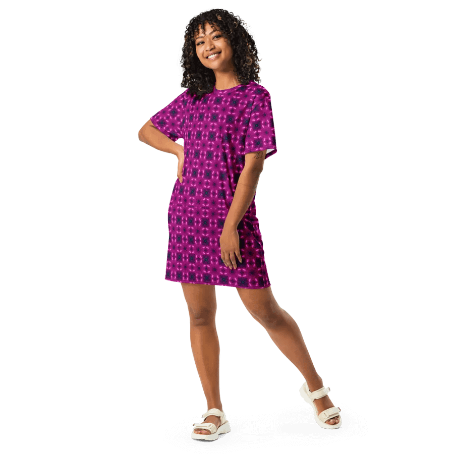 Abstract Shapes in Raspberry Ladies T Shirt Dress product image (8)