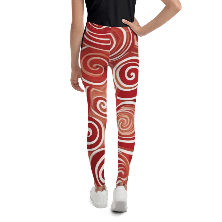 Funky Cherry Swirls Liquid Tie-Dye Youth Leggings product image (2)