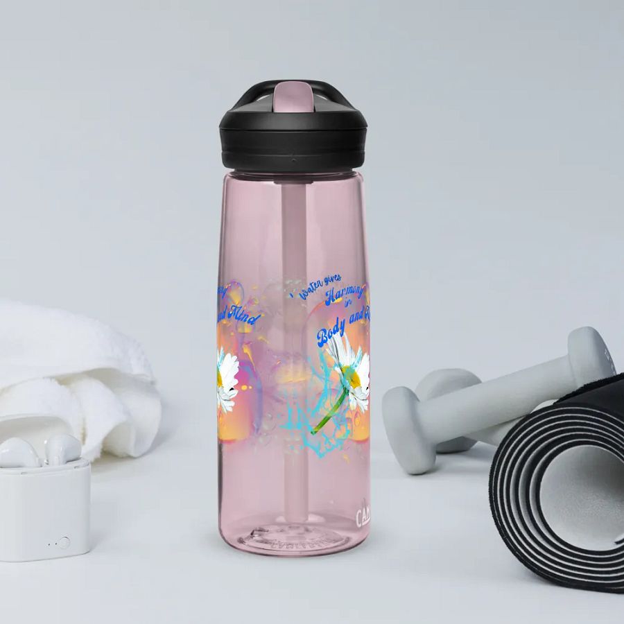 Camelback water bottle Camelback water bottle with beautiful swirly blue water drops  featuring ' This water gives Harmony in Body and Mind