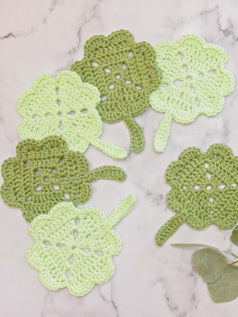 Four Leaf Clover - Shamrock Crochet Coasters product image (1)