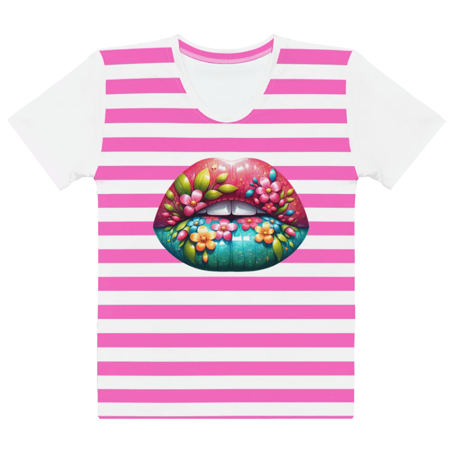 Blooming Lips Pink Stripped Tee product image (2)