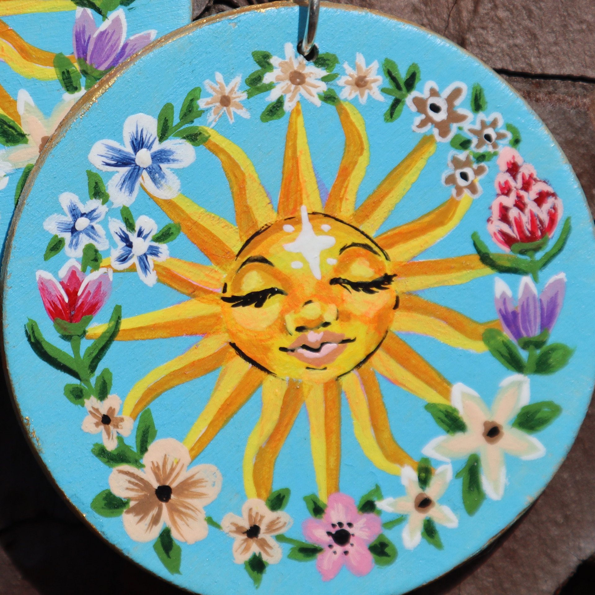 Hand-Painted Sun Earrings - Wearable Art product image (2)