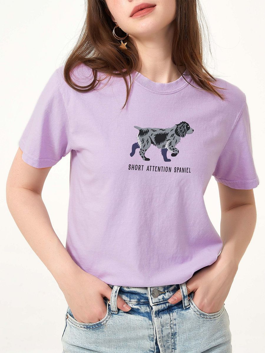 Short Attention Spaniel T-Shirt(Embroidered) of a Working Cocker Spaniel(Blue Roan) product image (2)