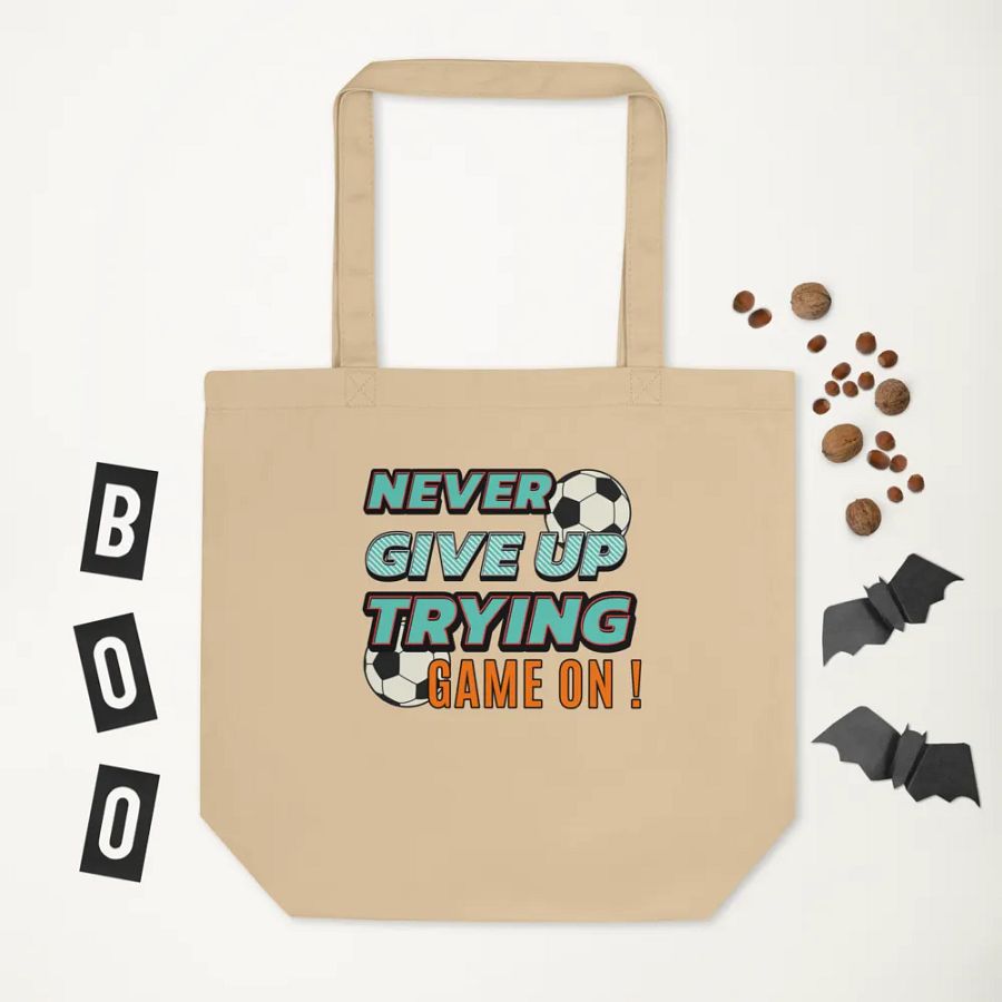 Never Give Up Trying Game On! Soccer Ball Tote Bag product image (5)