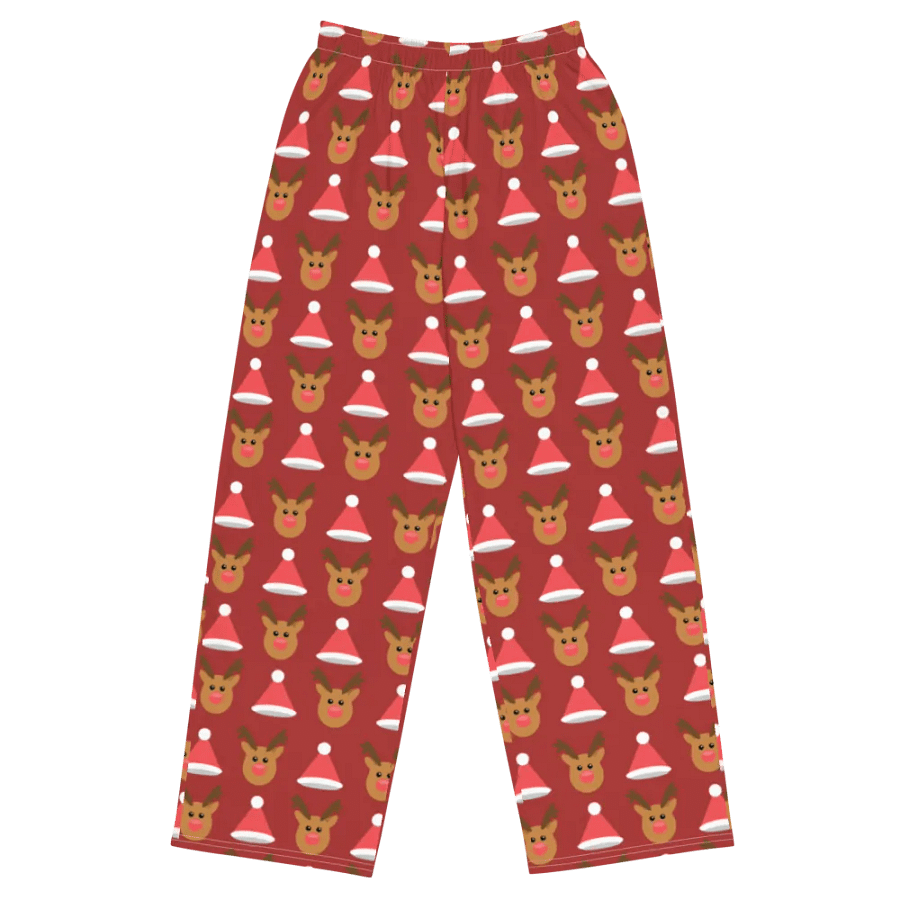 Festive Reindeer & Santa Hat Wide-Leg Pants product image (1)