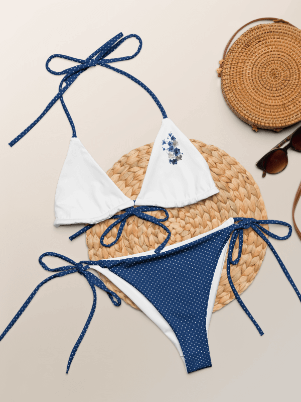 Low Rise Cheeky String Bikini With Blue Polka Dot Bottoms product image (1)