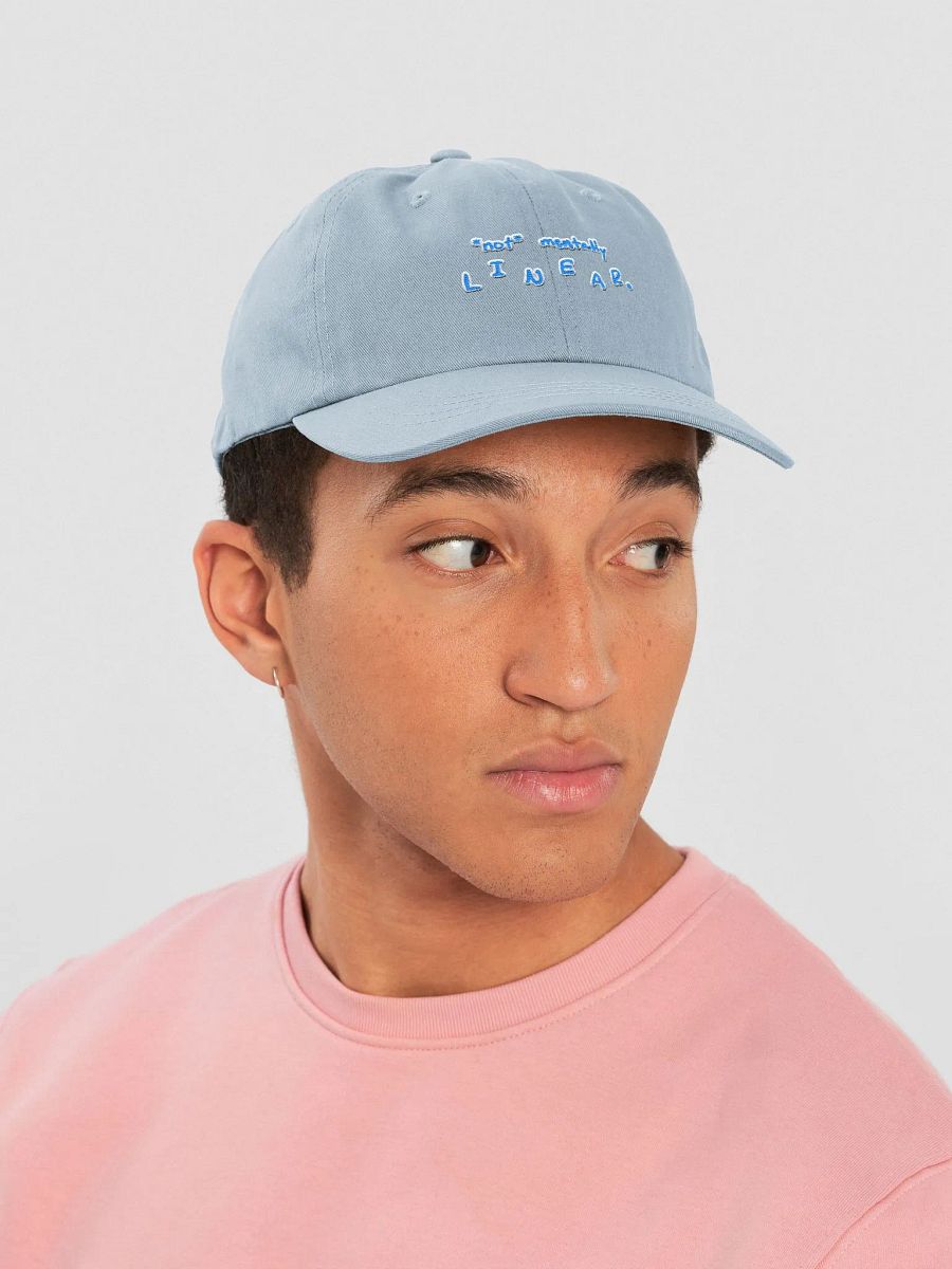 *not* mentally linear. (light blue + white lined design) classic dad hat product image (30)