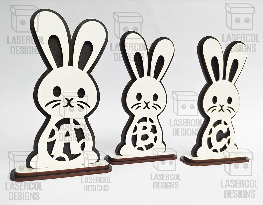 Easter Bunny Monogram Bundle (Set 1-2-3-4) - Laser Cut Files product image (7)