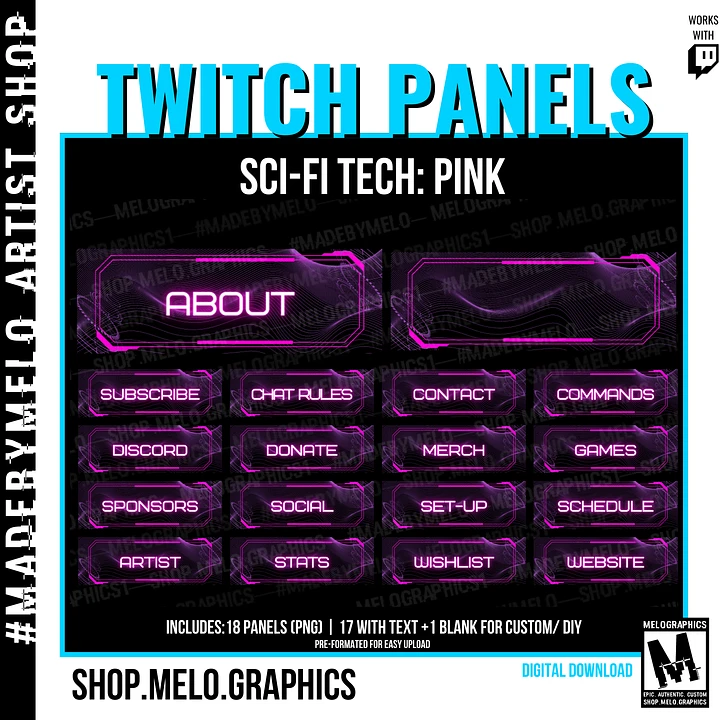 Sci-Fi Tech Pink - Twitch Panels (18) | #MadeByMELO product image (1)