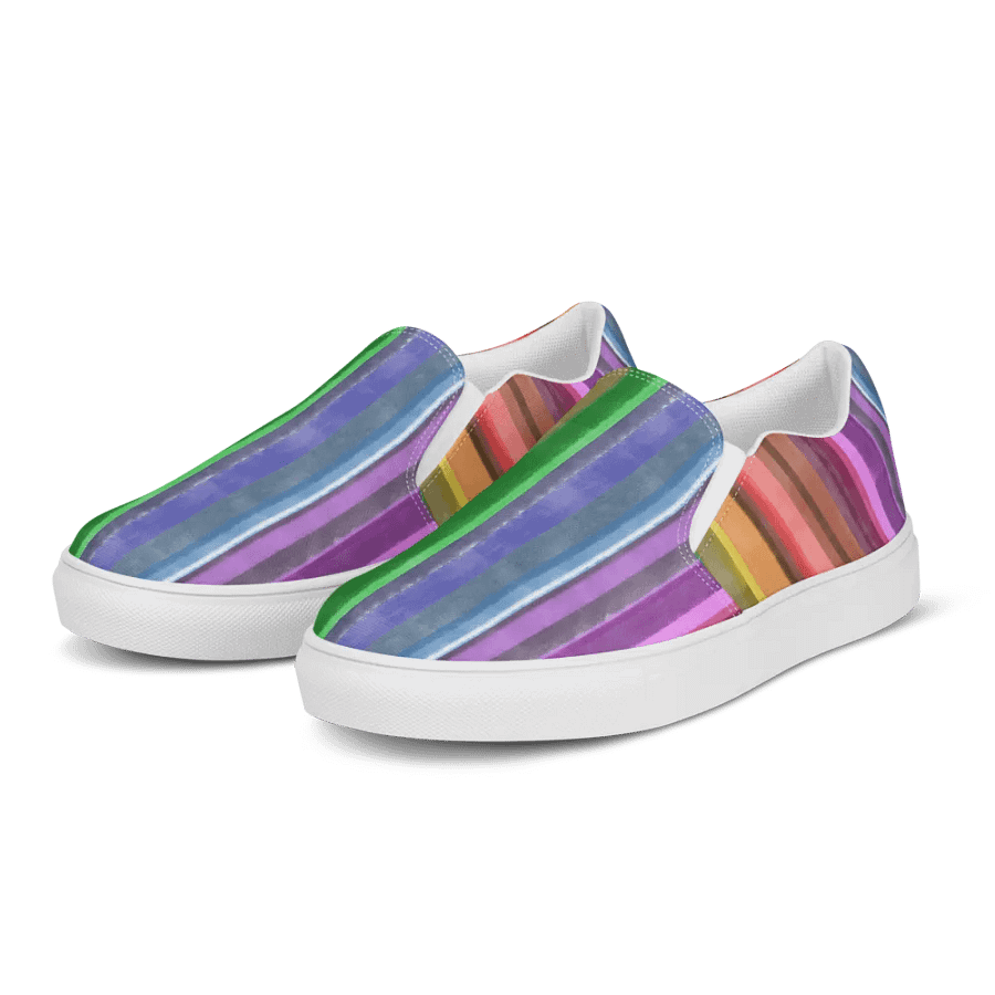 Cool Gouache Striped Women's Slip-On Canvas Shoes product image (4)