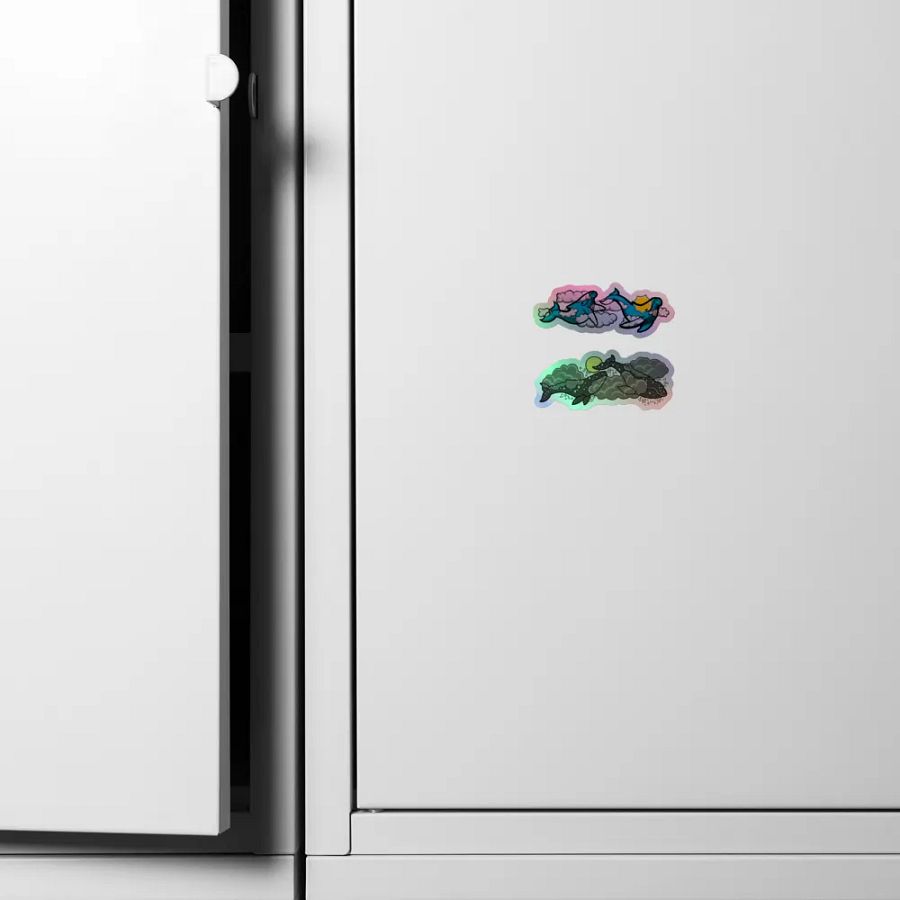 sky humpback and starry gray whale holographic sticker set product image (4)