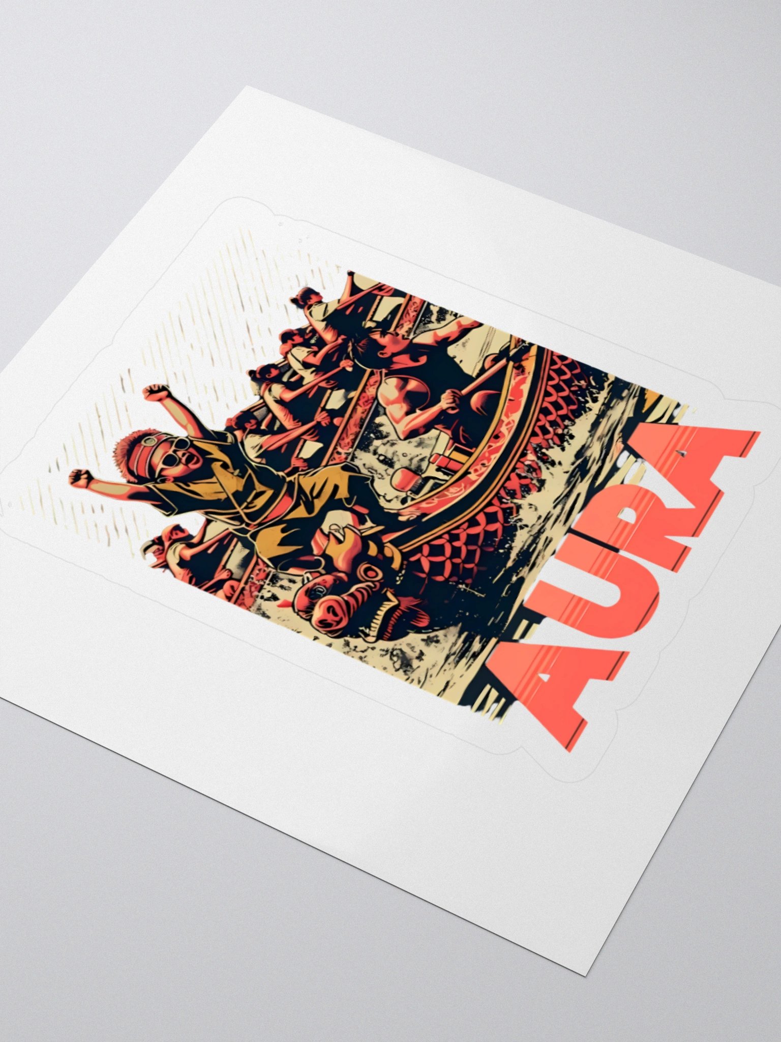 Energetic Dragon Boat Race | Aura Art Print Sticker product image (8)
