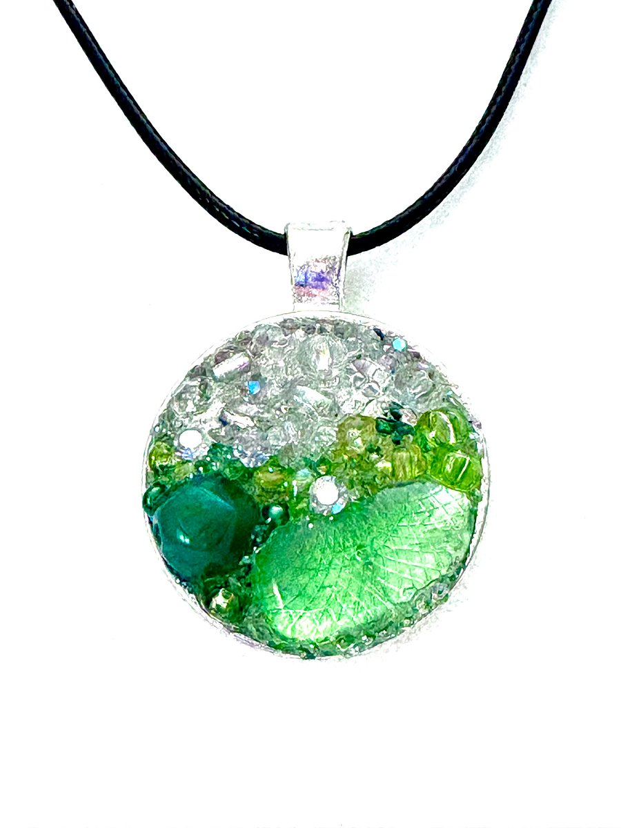 Horizon Sea Glass Pendant Necklace – Atlantic Ocean Green Handmade Bead & Sea Glass Art | Coastal Charm Jewelry by Monique Faella Designs™ | MFD-00218 product image (4)