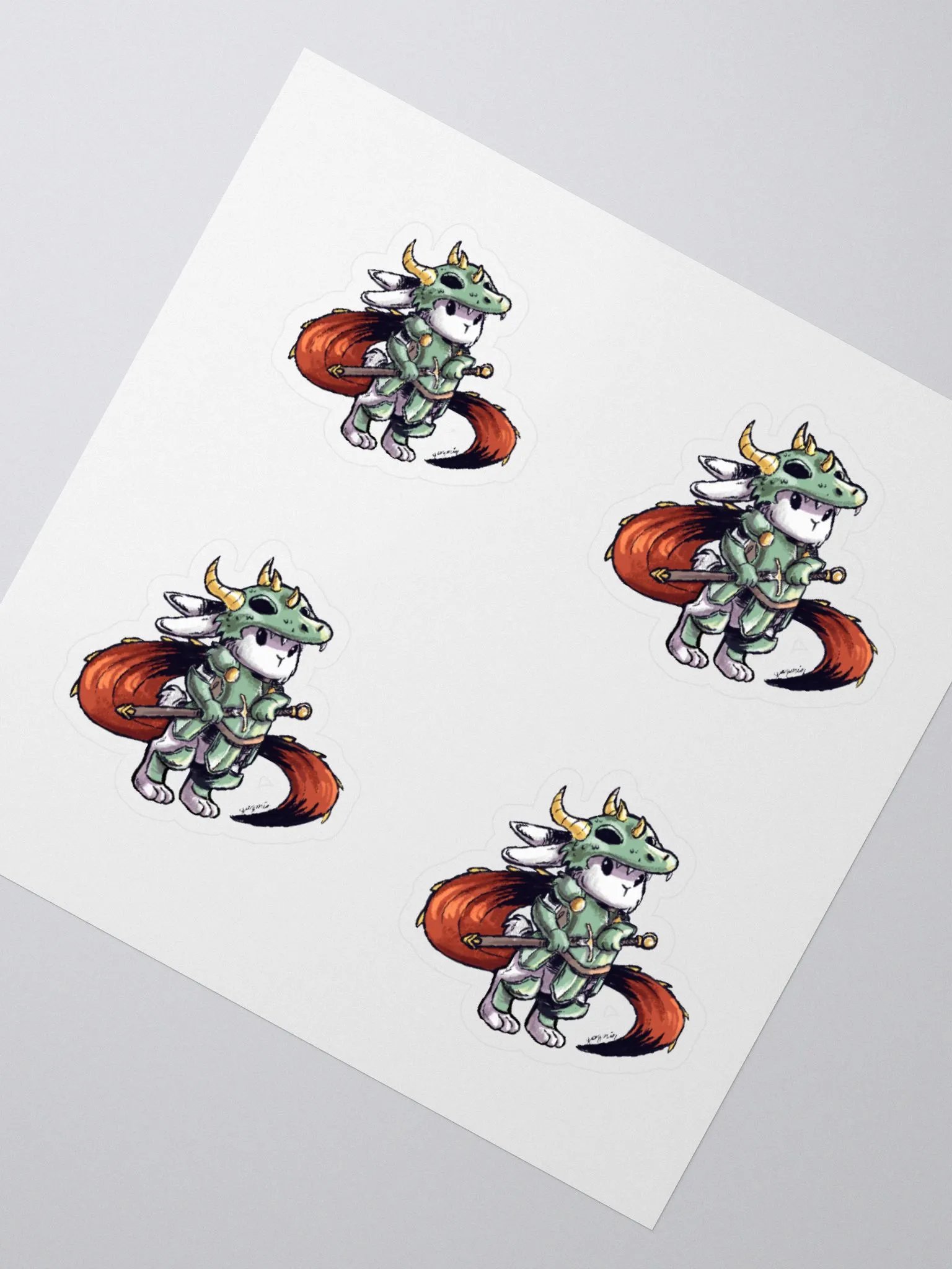 Rabbit Dragon Knight Stickers - Fantasy Animal Art Decals product image (2)