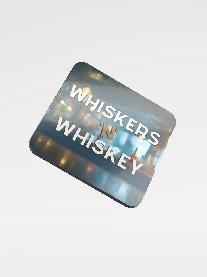 Whiskers 'N' Whiskey Glossed Cork Coaster product image (1)
