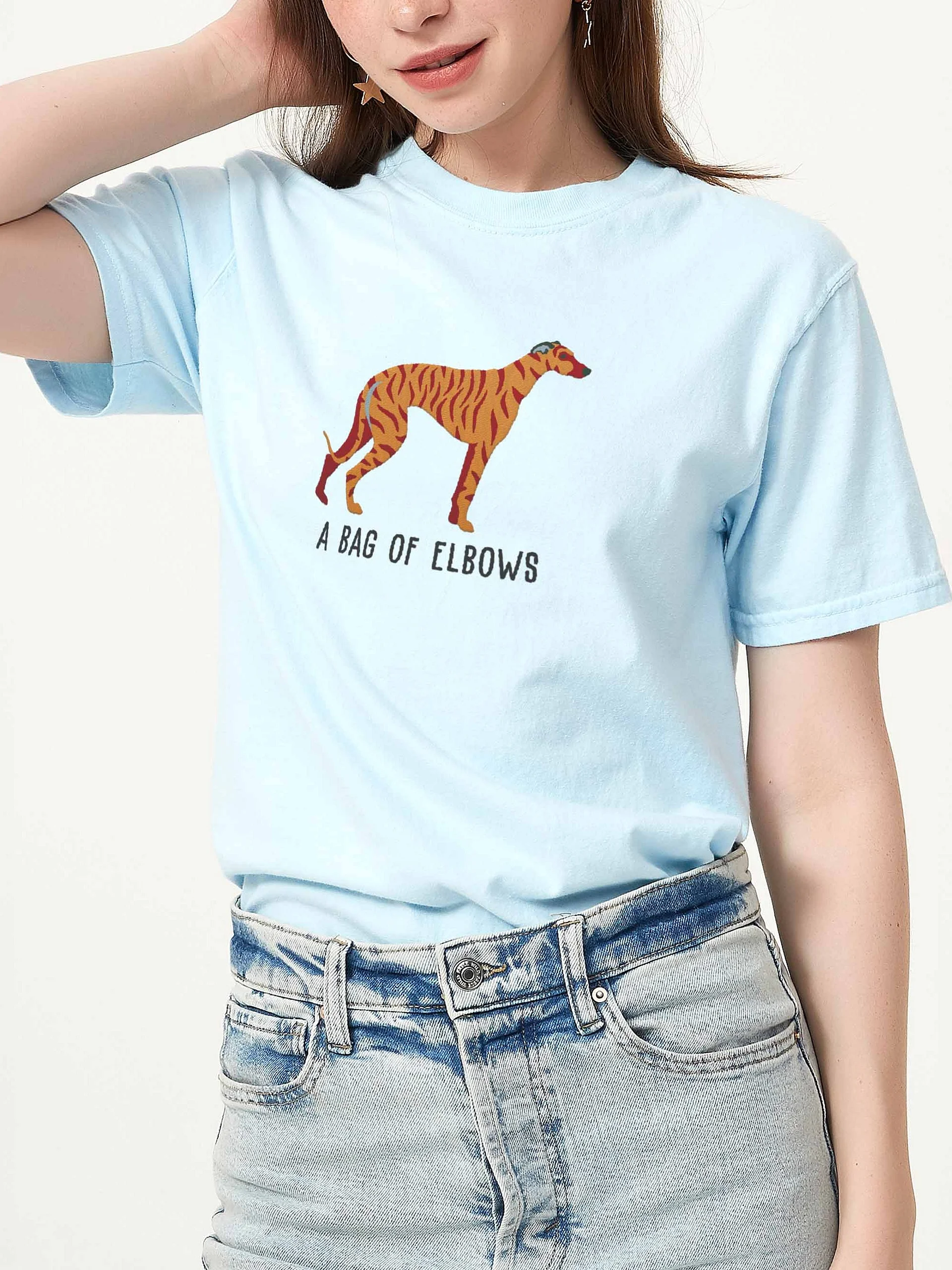A Bag of Elbows T-Shirt(Embroidered) of a Greyhound(Brindle) product image (2)