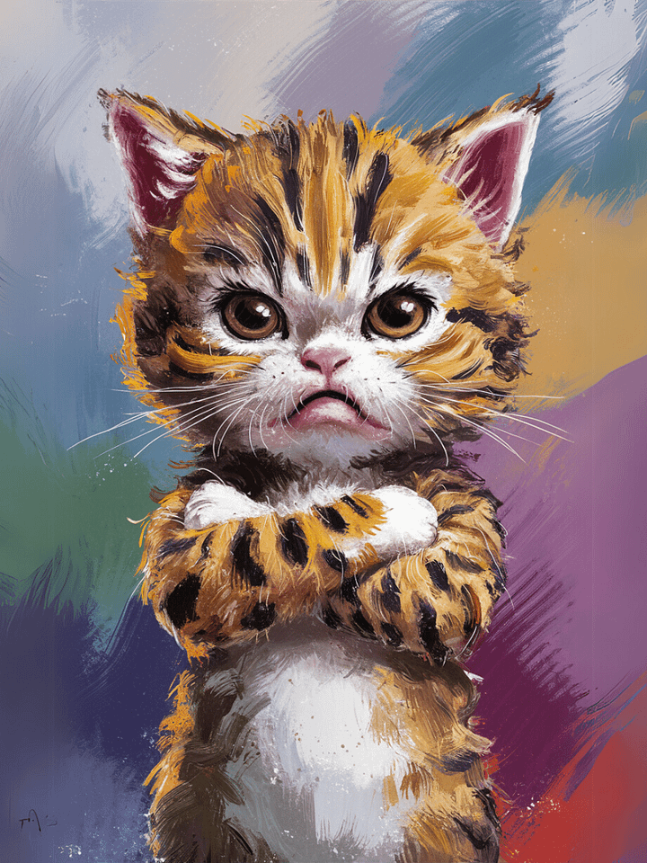 Grumpy Kitten Illustrated Matte Poster product image (1)
