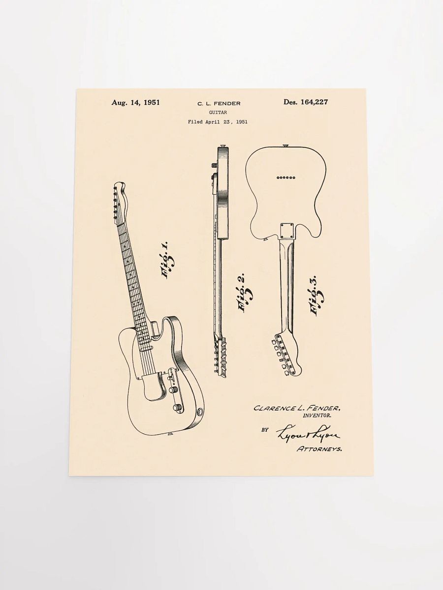 Vintage electric guitar patent print product image (4)