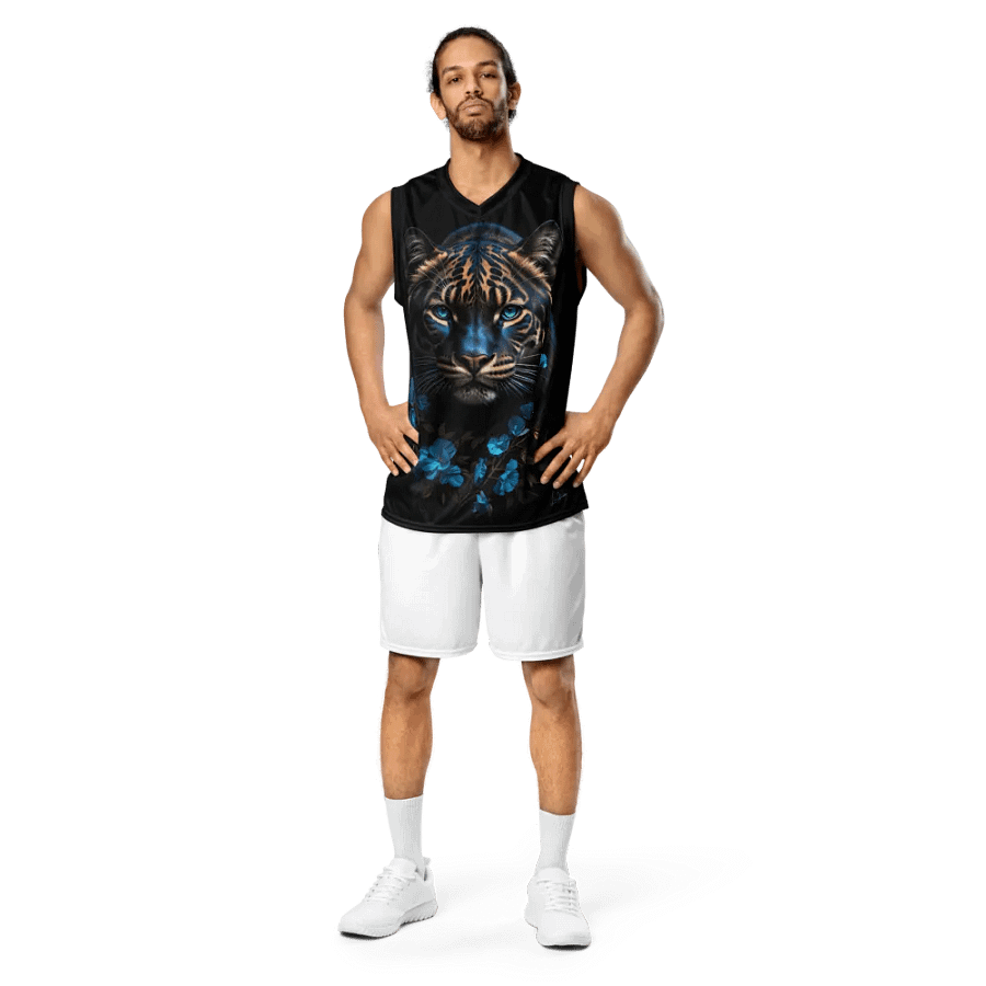 Majestic Tiger Eyes Blue - Unisex Basketball Jersey UPF50+ protection product image (3)