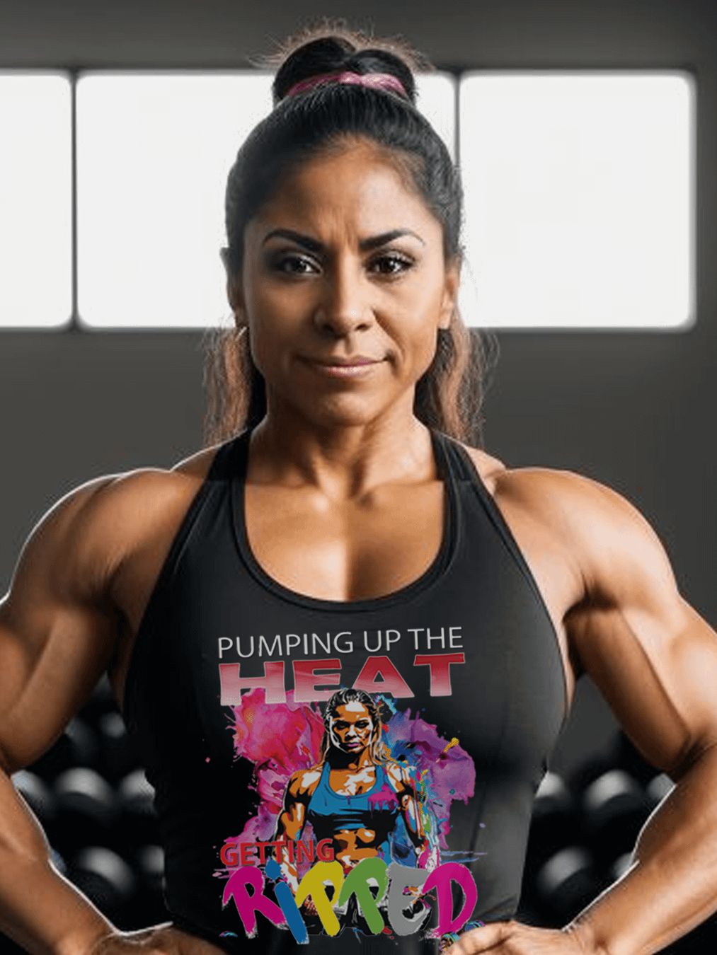 Pumping Up The Heat Getting Ripped Female Woman Bodybuilder Fitness Gym Tank Top product image (2)