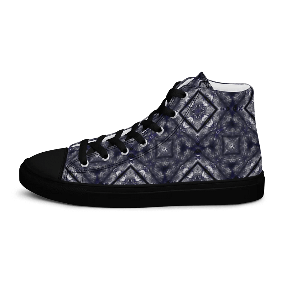 Abstract Dark Monochrome Diamond Men's Black Toe Canvas Shoe High Tops product image (5)