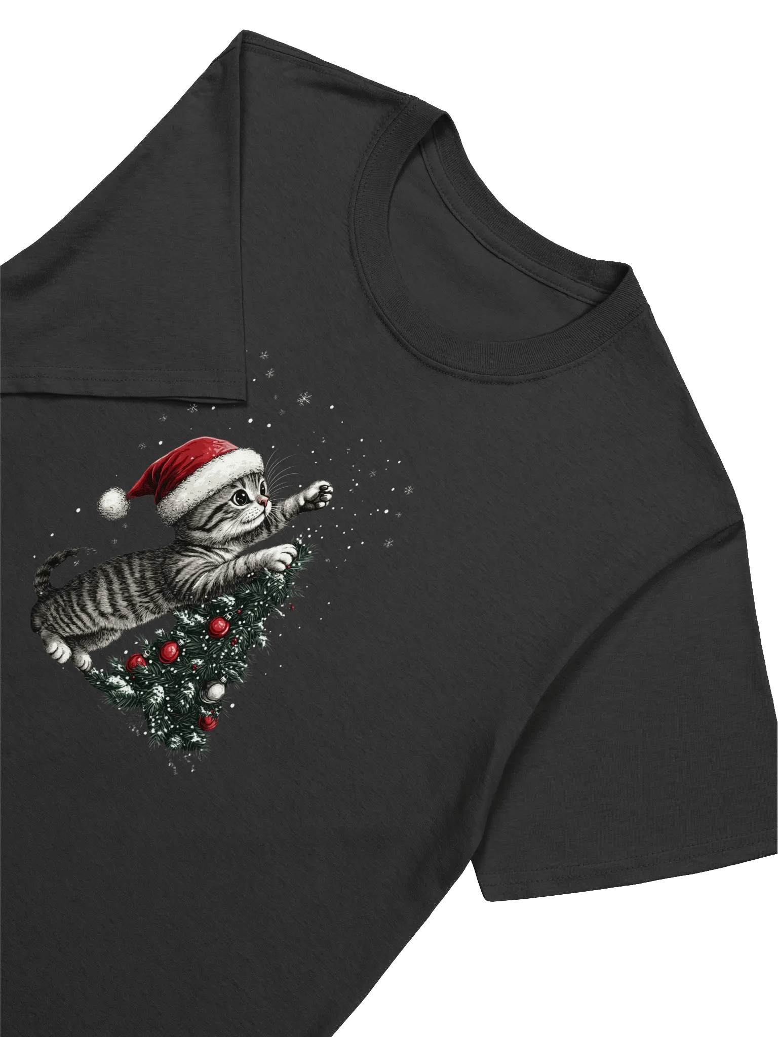 Cute Christmas Kitten Decorating Tree Unisex T-Shirt product image (11)