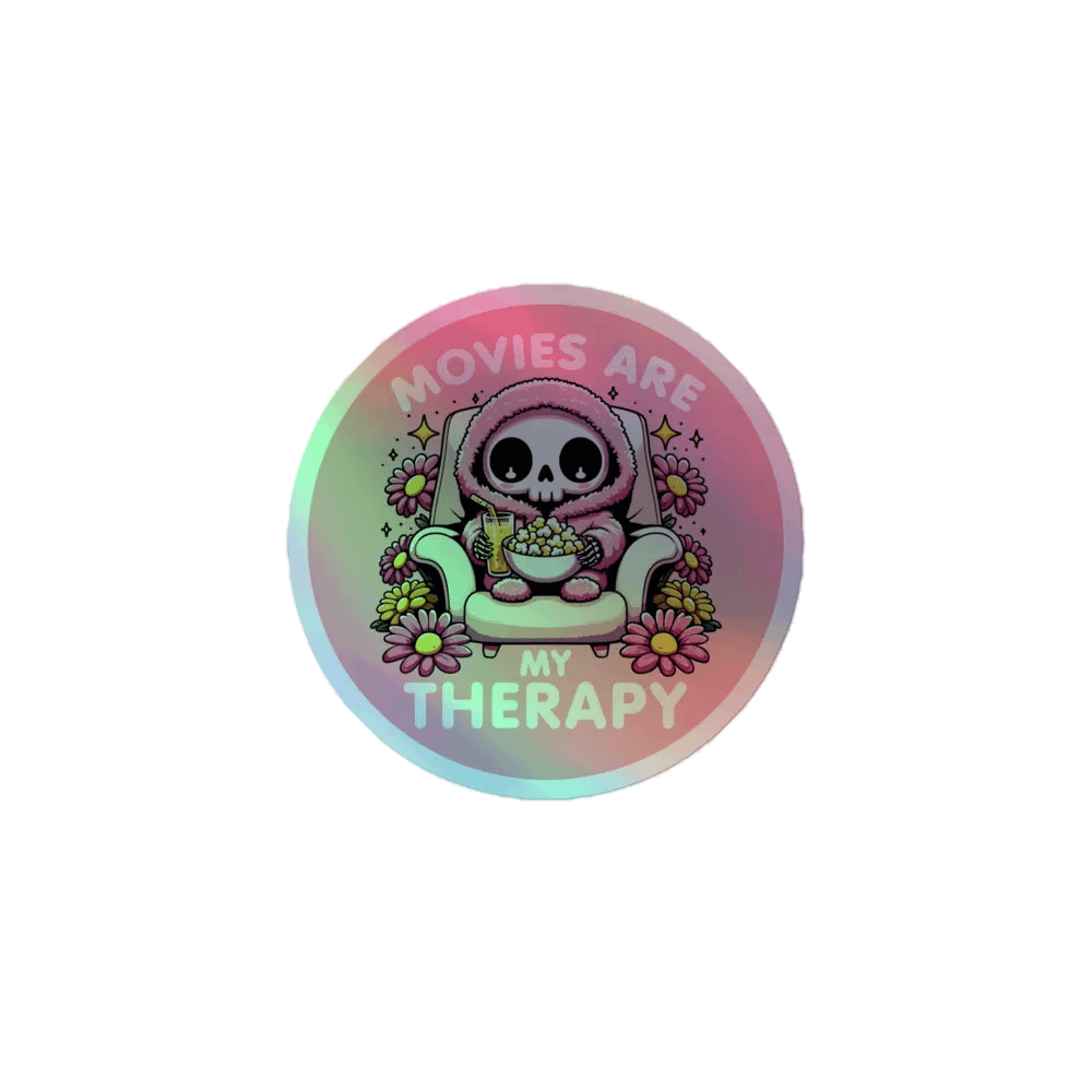 Pink PJ It Sticker-Movies Are My Therapy-Holographic Sticker product image (1)