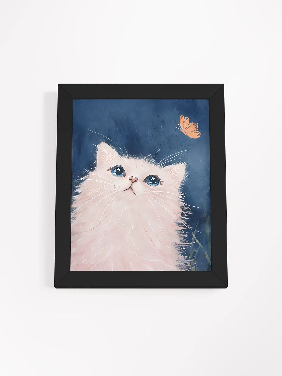 Whimsical Cat and Butterfly Framed Poster product image (2)
