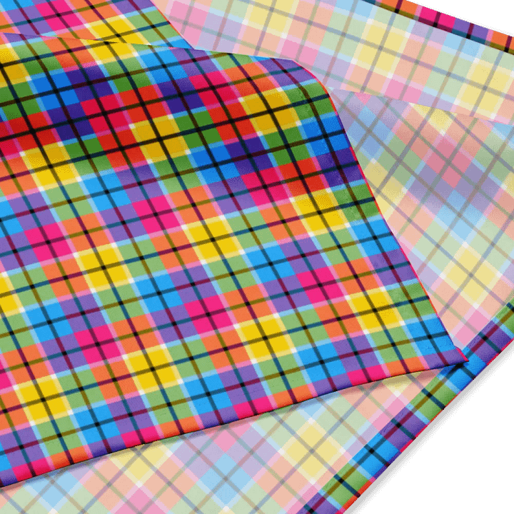 Hot Pink, Turquoise, and Yellow Plaid Bandana product image (2)