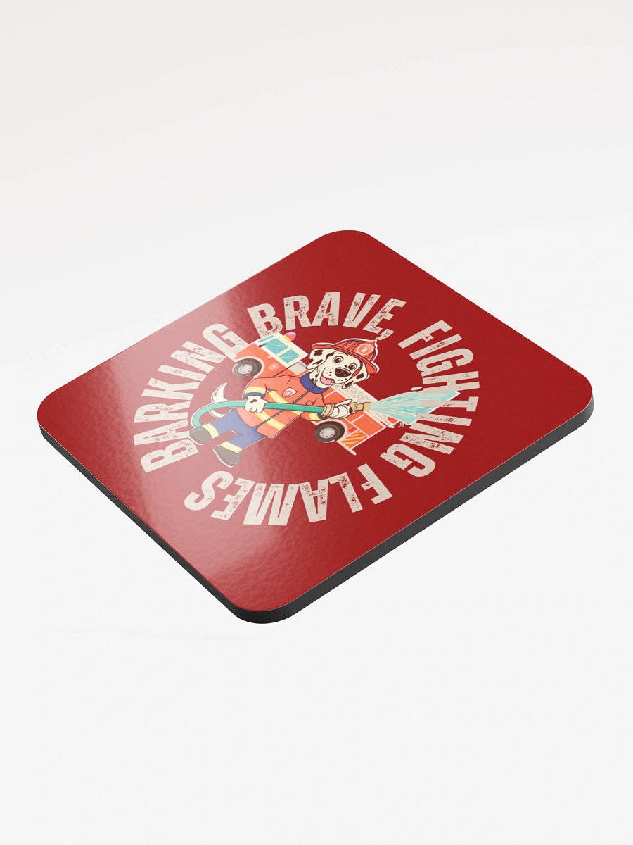 barking brave fighting flames cork coaster product image (3)