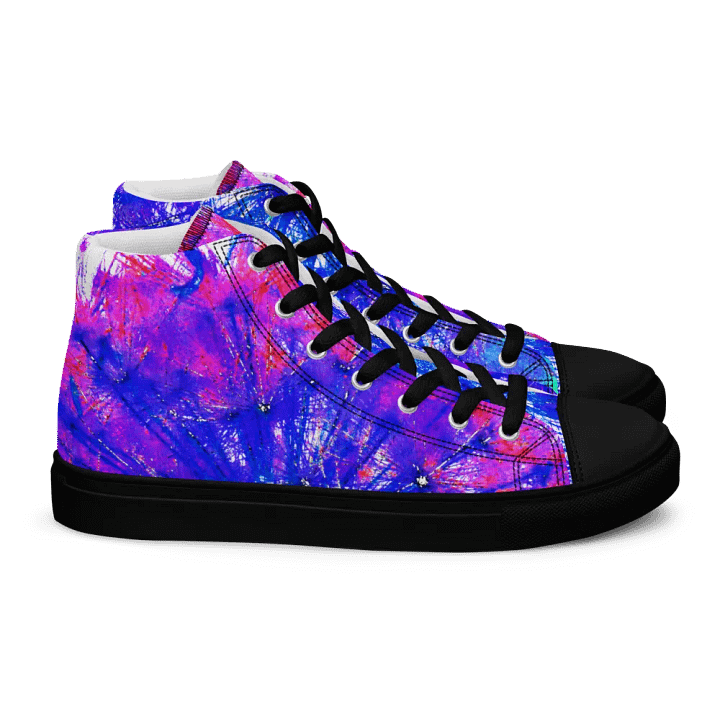 Abstract Bright Neon Dandelion Seeds Women's Canvas High Top Shoes product image (2)