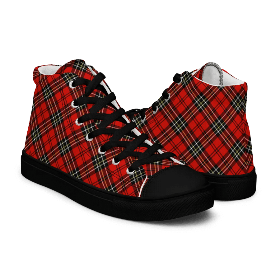 Red Vintage Plaid Men's High Top Shoes product image (7)