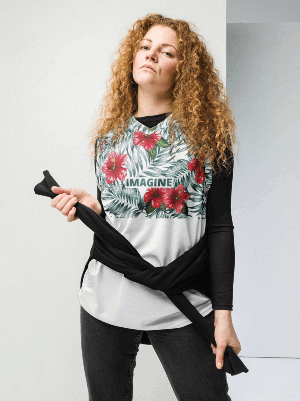 Hibiscus Leaf Design | Recycled Unisex Basketball Jersey product image (3)