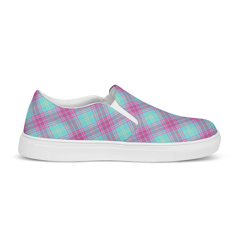 Hot Pink and Aqua Plaid Women's Slip-On Shoes product image (5)