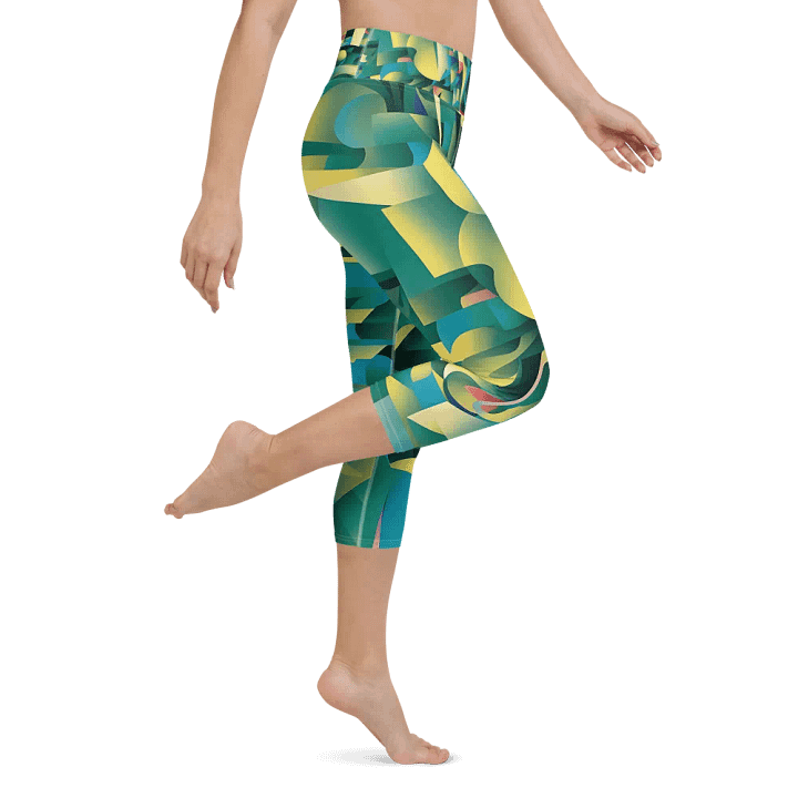 Abstract Lithographic Pattern Design Yoga Capri Legging - V8 product image (2)
