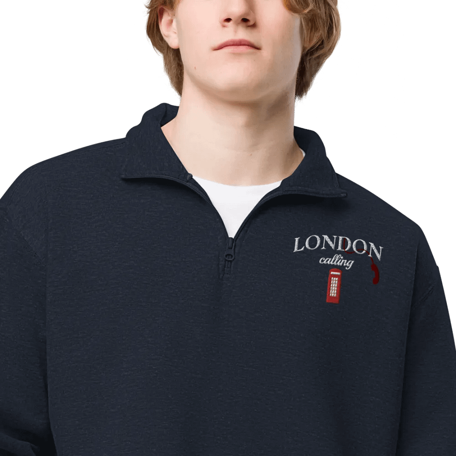 London Calling Red Telephone Box Embroidery Half Zip product image (27)