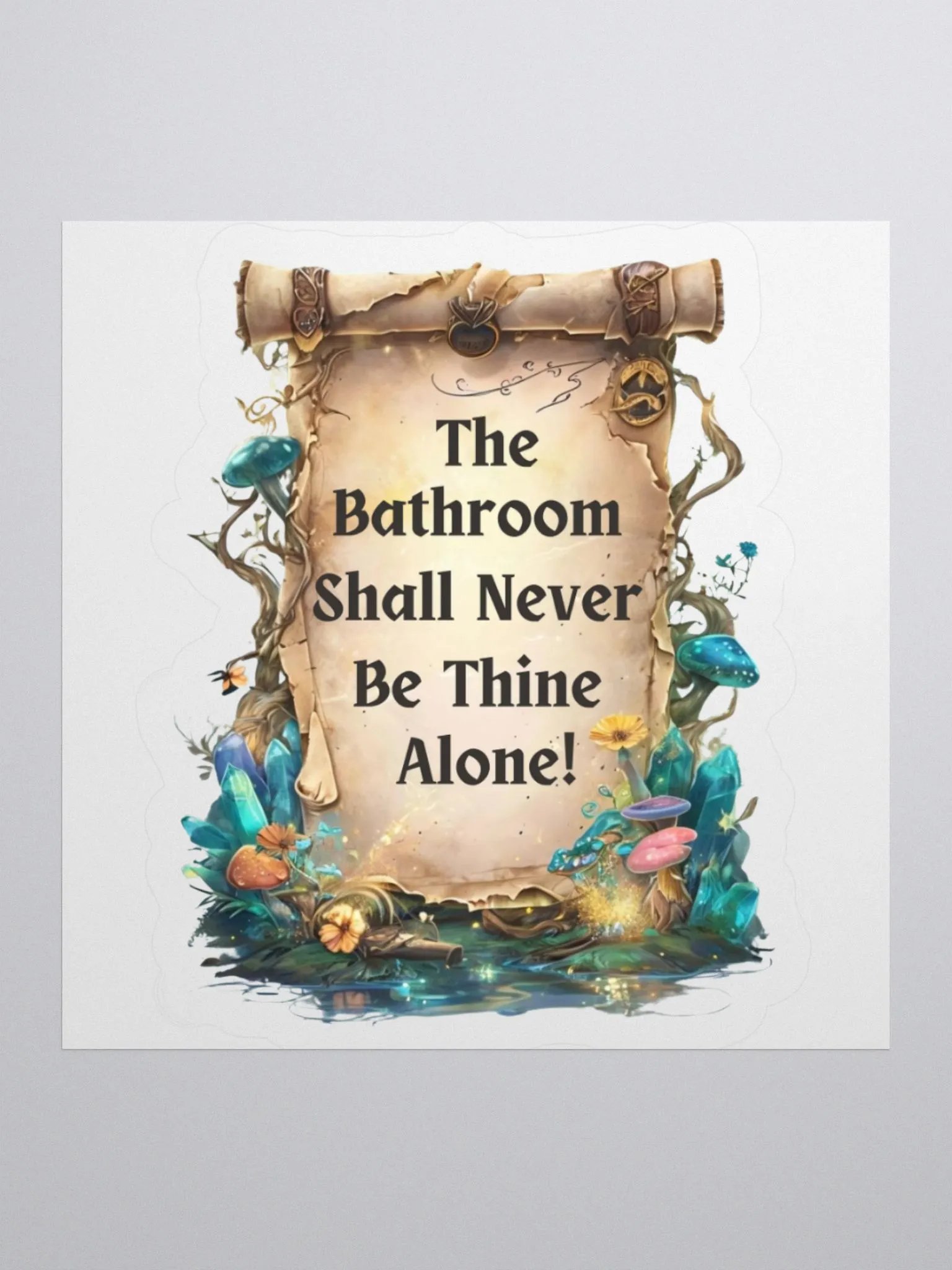 The Bathroom Shall Never Be Thine Alone – Funny Mom Sticker, Fairytale Parenting Humor, Relatable Mom Life Decal product image (2)