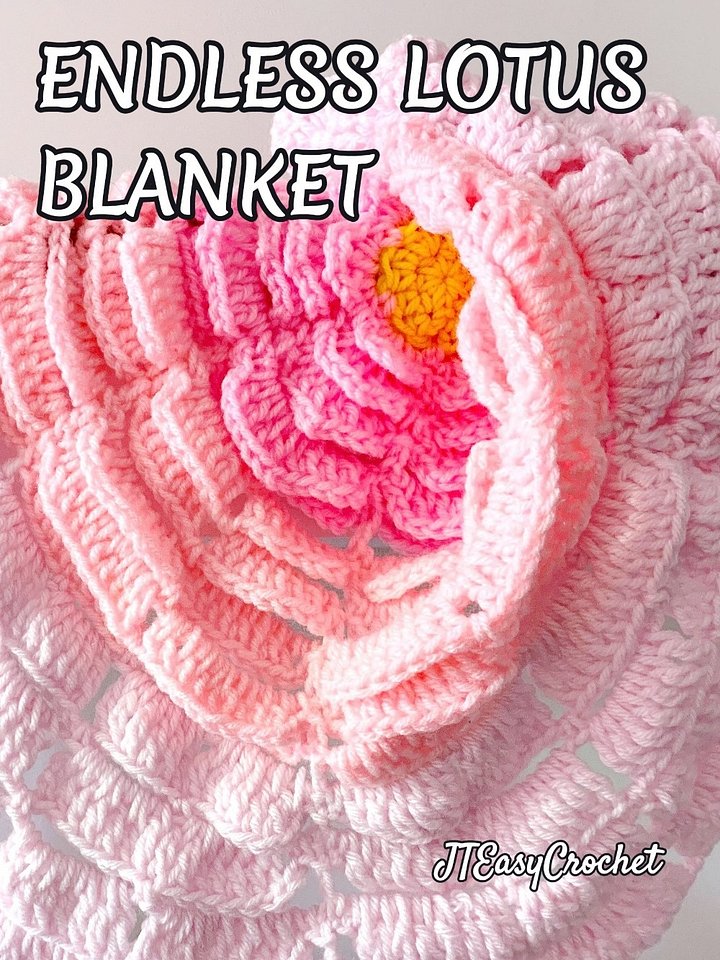 Lotus Flower Baby Blanket Crochet Pattern, Round Floral Throw Blanket Newborn Photo Prop Baby Shower Gift product image (2)