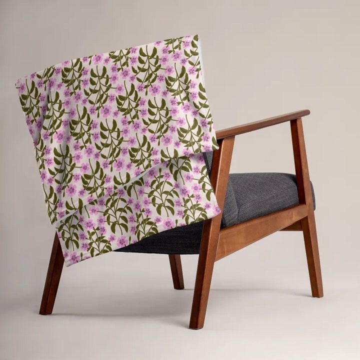 Campion Trails - Pink and Forest Green - Throw Blanket product image (2)