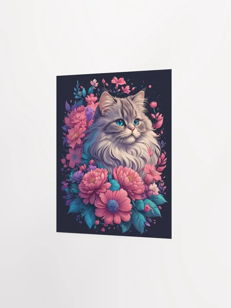 Flower Cat v2 - Poster - Small and Standard Sizes - 8x10-11x14-12x16-16x20 Inches product image (2)