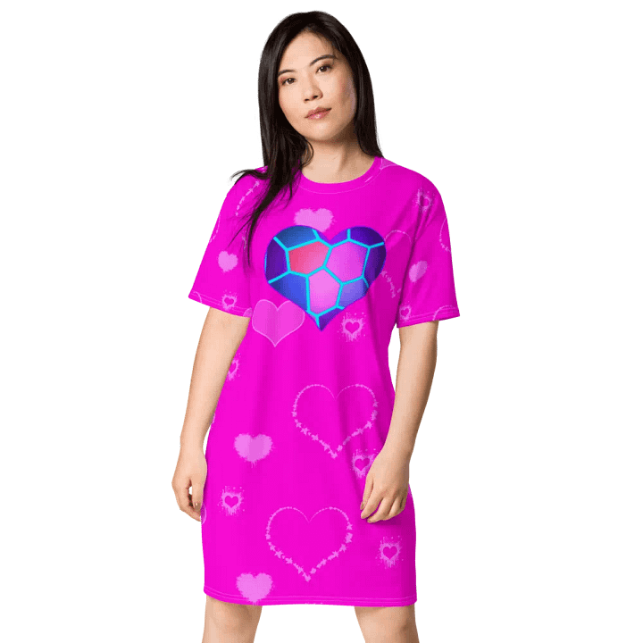 DiesmaHeart Hot Pink Hearts T-Shirt Dress product image (1)