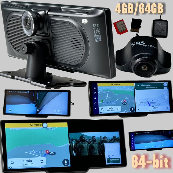 SRS ABSOLUTE 2K 4G Smart Dash Cam| Android ADAS|Wireless CarPlay| 24x7 Remote Audio/Video/GPS Monitor|BT WIFI HotSpot|1TB MicroSD Supp|Map-Apps-PlayStore-MultiTask| Steering Control|Split Screen -Gen3 product image (1)