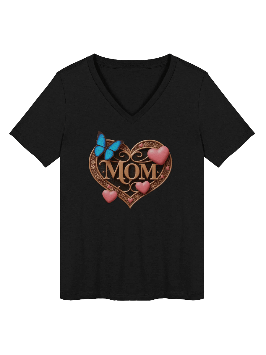 Mom's Love Heart V-Neck Tee product image (1)