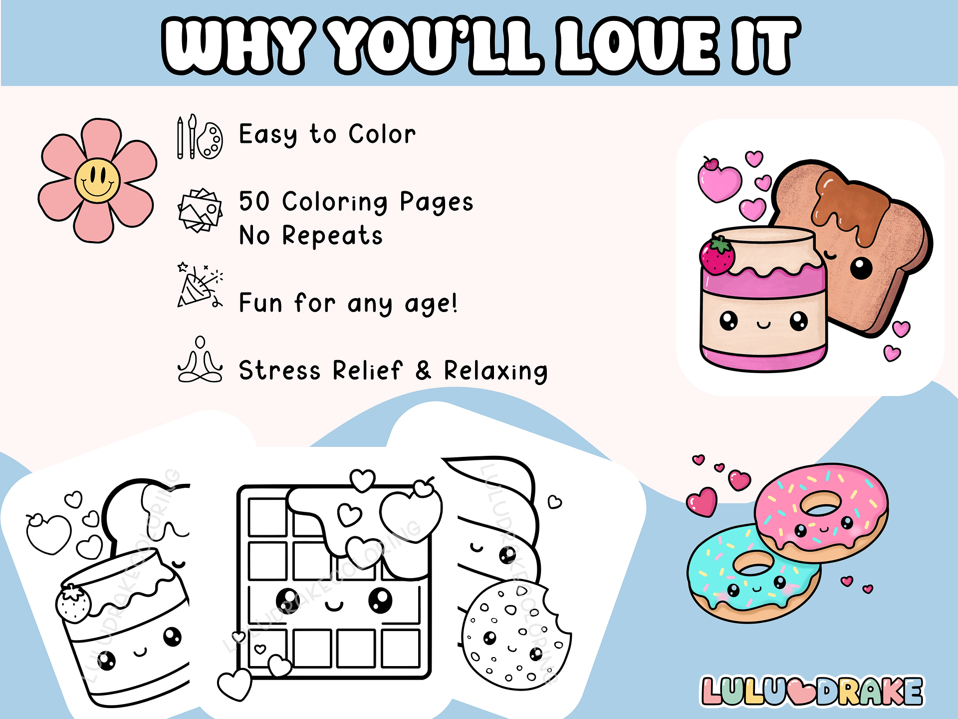 Sweet & Cute Kawaii Coloring Complete eBook, 50 Pages ★ DIGITAL ★ product image (3)