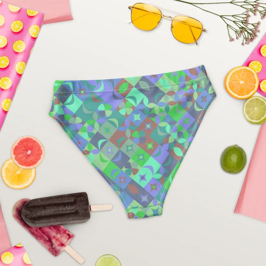 Colorful vector Pattern Design High Waisted Bikini Bottom - v9 product image (4)