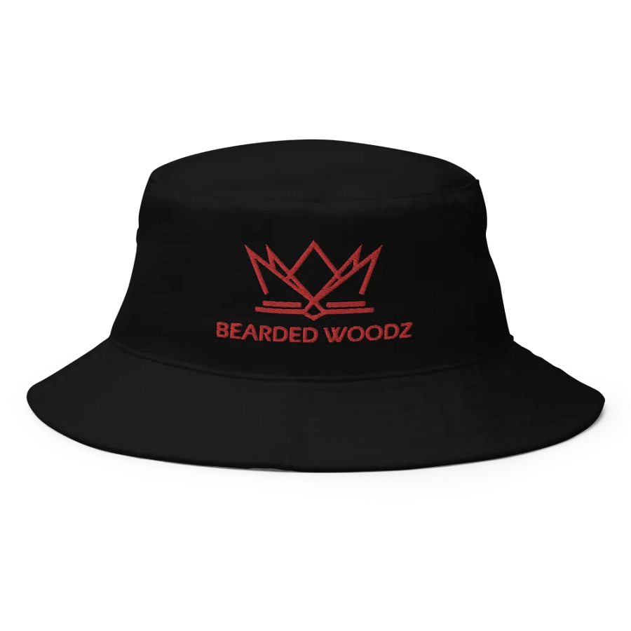 Bearded Woodz Black Bucket Hat (Red Embroidery) product image (1)