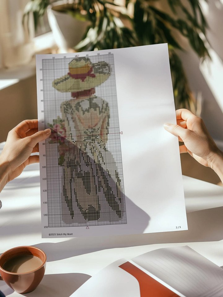 Girl Carrying Flowers Cross Stitch Pattern product image (2)